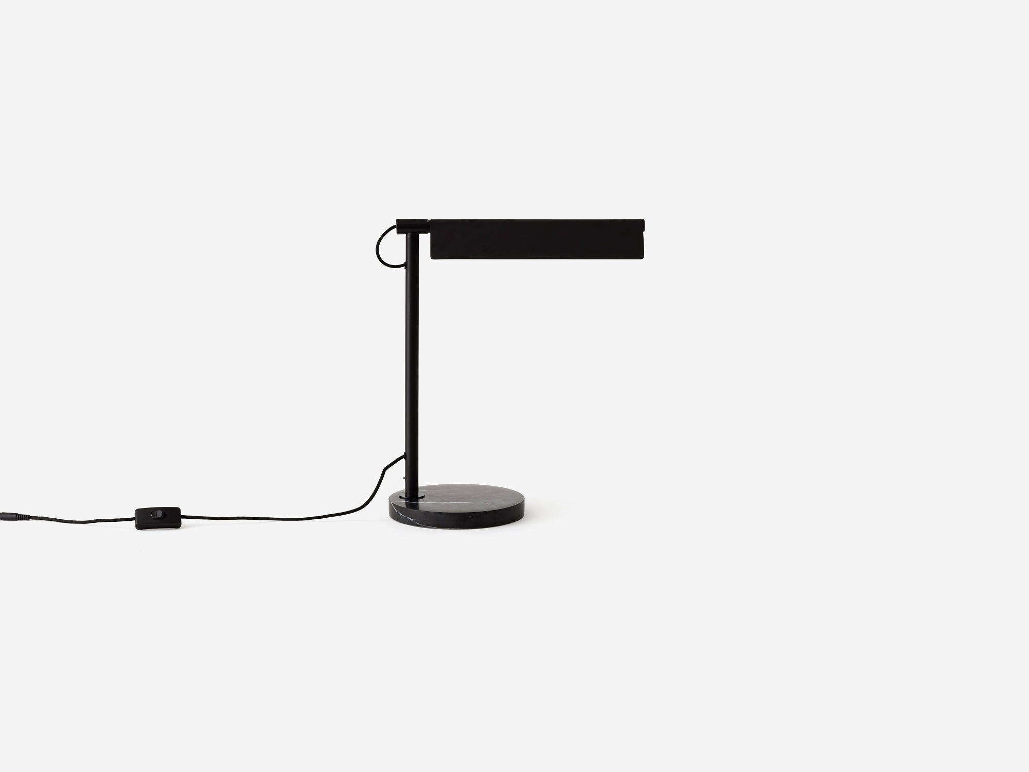 Side view of the Oxford side table lamp in black